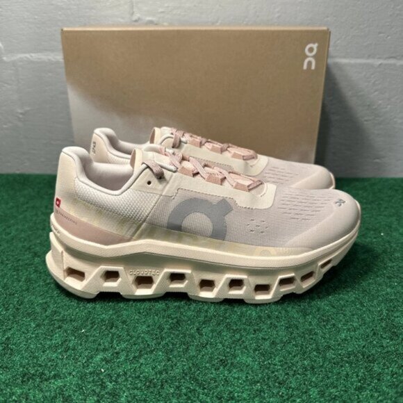 On Running Women's Sneakers in Cream and Pink - Picture 1 of 4